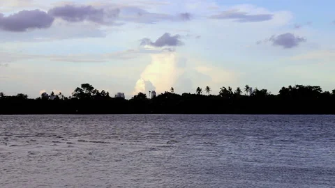 Blue and cloud sky. The rapid movement of the clouds and watercourses. Stock Footage 155247076
