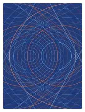 Blue and copper circular ripple wave pattern with overlapping line curves. Stockillustratie