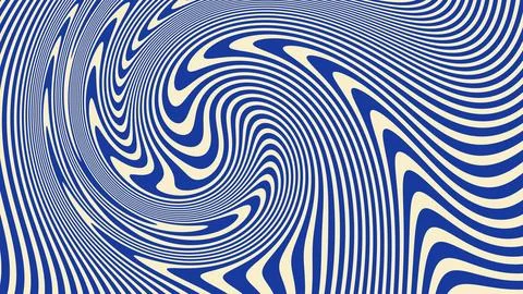 Blue and cream parallel lines twist into a prominent vortex and flowing wav.. Stock Illustration