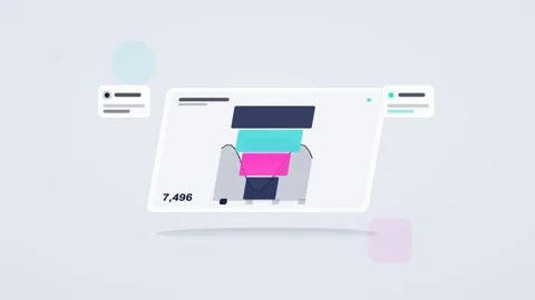 Blue and cyan analytics dashboard flat design loop Stock Footage 342628373