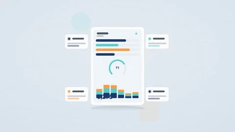Blue and cyan analytics dashboard flat design loop Stock Footage 342628435