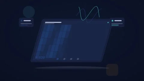 Blue and cyan analytics dashboard flat design loop 库存影片 342628450