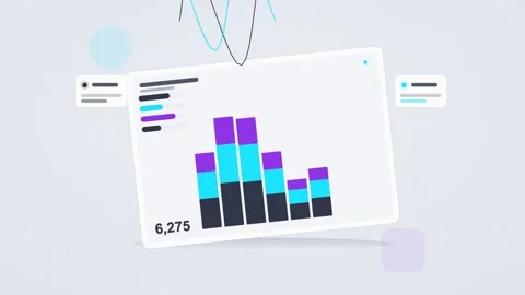 Blue and cyan analytics dashboard flat design loop Stock Footage 342628577
