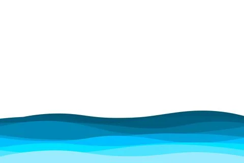Blue and cyan lines layer ocean wave concept design vector abstract backgroun Stock Illustration