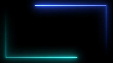 Blue and Cyan Neon Rectangle Frame on Black Background Stock Footage 318633867