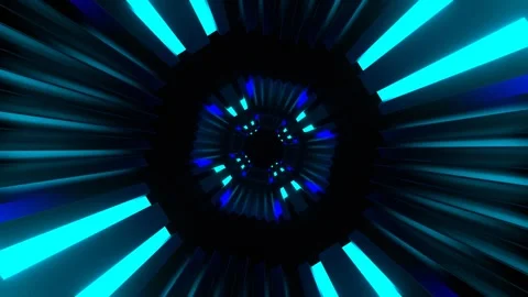 Blue and Cyan Neons Reverse Movement Tunnel Background VJ Loop in 4K Stock Footage 319932655
