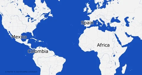 Blue and dark blue. Map of New York. World map. Map of the USA. Zoom from a Stock Footage 125480558