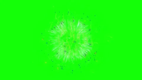 Blue and gold firework explosion isolated on a green screen background for easy Stock Footage 344918962