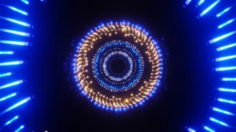 Blue and Gold Glossy Reverse Propeller Mechanism Background VJ Loop in 4K Stock Footage 247561655