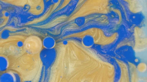 Blue and gold ink background texture rotating Stock Footage 204848017