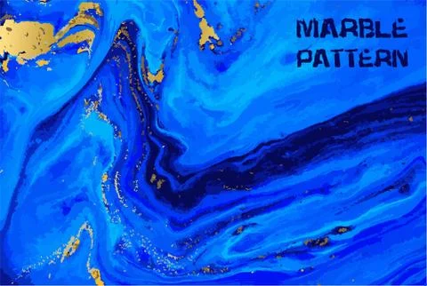 Blue and gold marble pattern. Ocean liquid background. Artwork abstract vector Illustrazione stock
