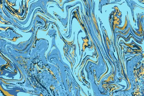 Blue and gold marble pattern. Abstract background. Vector illustration. Stock Illustration