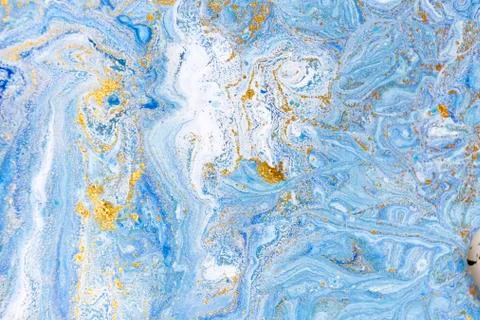 Blue and gold marbling pattern. Golden marble liquid texture. Stock Illustration