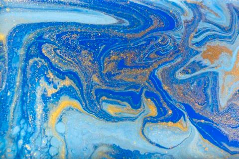 Blue and gold marbling pattern. Golden marble liquid texture. Stock Illustration