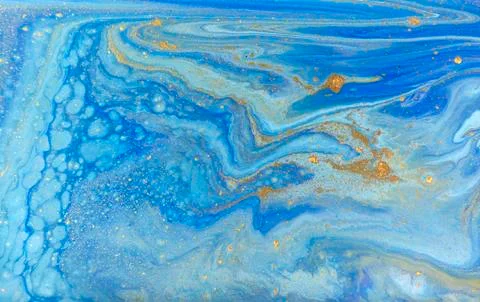 Blue and gold marbling pattern. Golden marble liquid texture. Stock Illustration