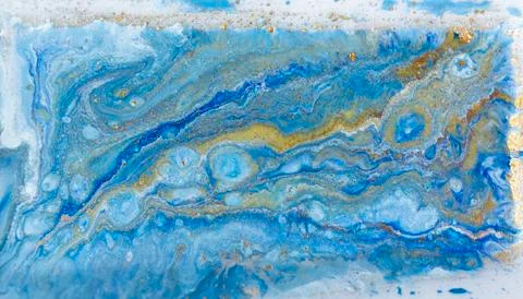 Blue and gold marbling pattern. Golden marble liquid texture. Stock Illustration
