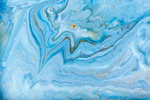 Blue and gold marbling pattern. Golden marble liquid texture. 스톡 일러스트