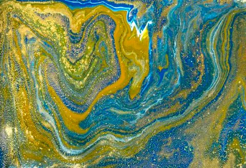 Blue and gold marbling pattern. Golden marble liquid texture. 스톡 일러스트
