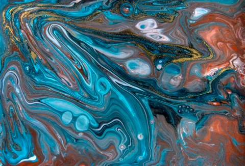 Blue and gold marbling pattern. Golden marble liquid texture. Stock Illustration