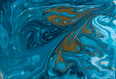 Blue and gold marbling pattern. Golden marble liquid texture. Stock Illustration