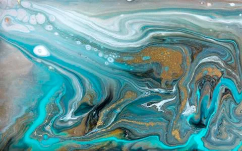 Blue and gold marbling pattern. Golden powder marble liquid texture. Stock Illustration