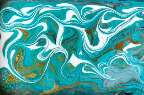 Blue and gold marbling pattern. Golden powder marble liquid texture. Stock Illustration