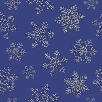 Blue and gold seamless pattern snowflake background vector Stock Illustration