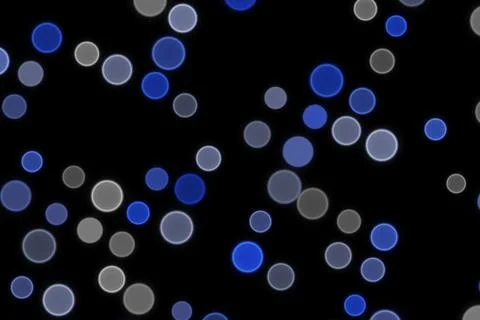 Blue and gray bokeh lights on black background Stock Illustration