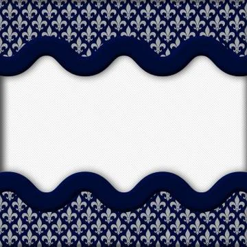 Blue and gray fleur de lis textured fabric background Stock Illustration