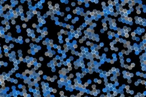 Blue and gray glitter particles sparkling on black background Stock Illustration