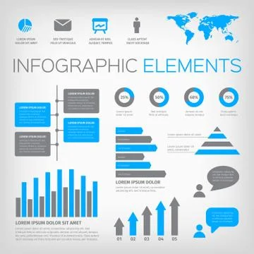 Blue and gray infographic elements Stockillustratie
