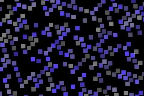 Blue and gray pixelated squares on black background Stock Illustration