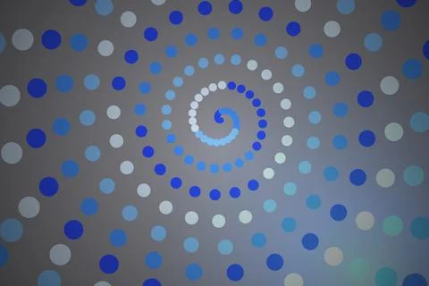 Blue and gray spiral pattern made of dots and circles Stock Illustration