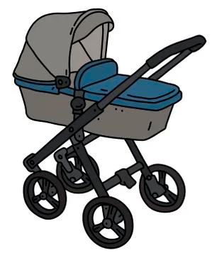 The blue and gray stroller Illustrazione stock