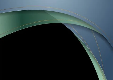 Blue and green abstract waves with golden lines elegant corporate background Stock Illustration