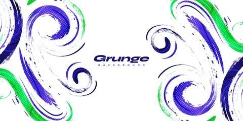 Blue and Green Brush Background with Halftone Effect イラスト素材