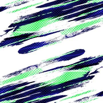 Blue and Green Brush Background with Halftone Effect Stock Illustration
