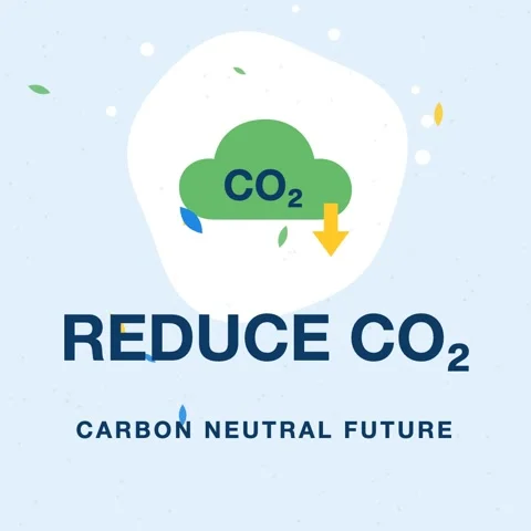 Blue and green co2 cloud with Reduce Co2 text, flat design eco title animation Stock Footage 346184299