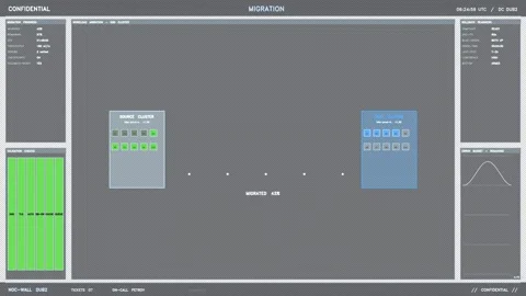 Blue and Green Data Migration Interface HUD Element Video stock 334758614