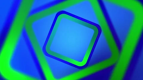 Blue and Green geometric tech motion background with glossy squares. Stock Footage 261939314