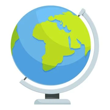 Blue and green globe rotating on stand showing africa and asia Stock Illustration