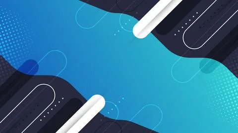 Blue and Green Gradient Background with Geometric Line Shape and Technology Stock Illustration