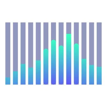 Blue and green gradient bar chart showing market growth 스톡 일러스트