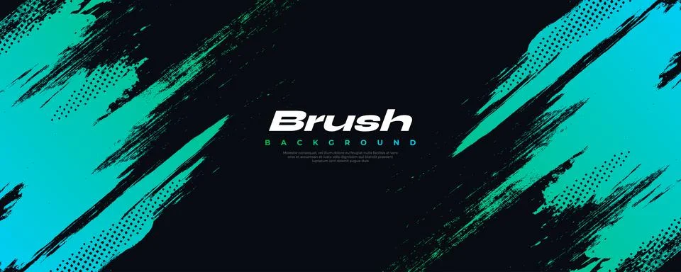 Blue and Green Gradient Brush Background with Halftone Effect Illustrazione stock
