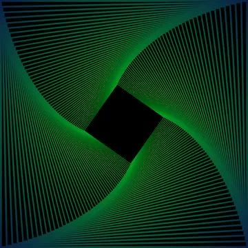 Blue and Green Gradient Line Circular Pattern on Black Background Illustrazione stock