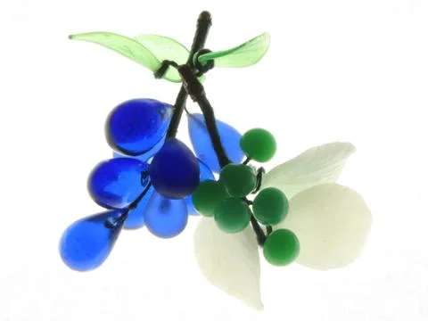 Blue and green grape with leaf isolated. Grapes on white background Stock Photos