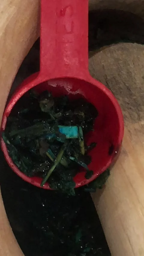 Blue And Green Herbal Mixture Close-Up Unusual Organic Texture Stock-Footage 331079214