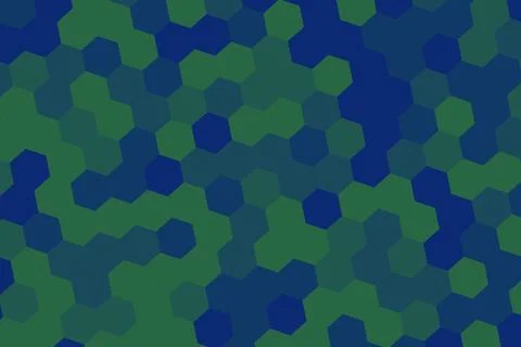Blue and green hexagon pattern with geometric shapes background Stock Illustration