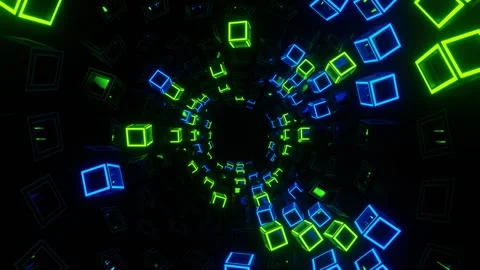 Blue and Green Movement Through Strobe Squares Background VJ Loop in 4K Stock Footage 323861153