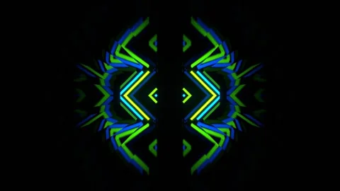 Blue and Green Neon Light Elements Mirror Tunnel Background VJ Loop in 4K Stock Footage 330726437